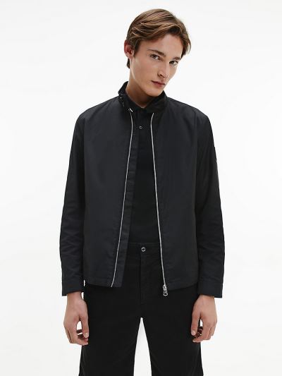 Calvin Klein Ruhák HU673076 | Calvin Klein Cotton Blend Zip Up Férfi Dzseki Fekete